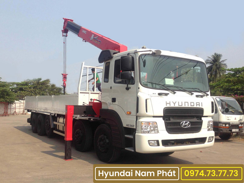 Xe tải 17 Tấn Hyundai HD360 5 Chân Gắn Cẩu Unic 5 Tấn 4 Khúc URV 554